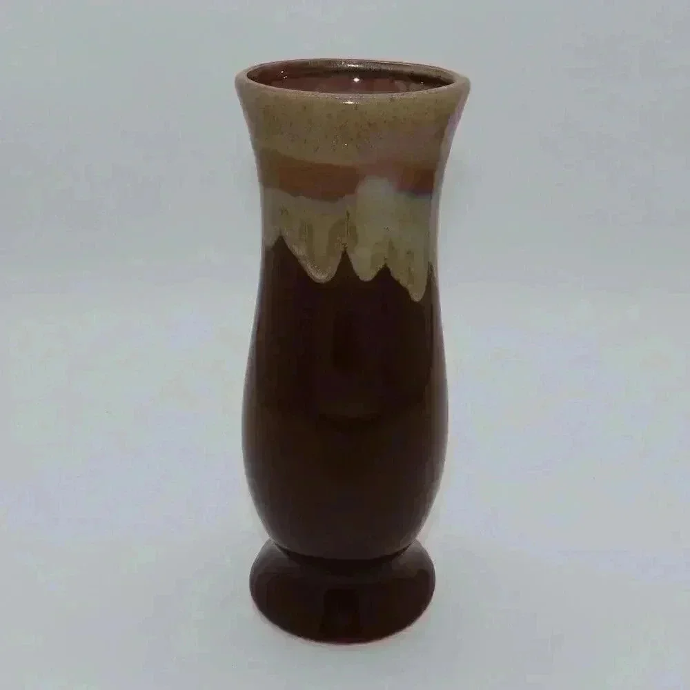 Vintage Stoneware Drip Glaze Pottery Vase 10”